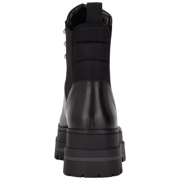 MARC FISHER LTD Plune Lace-Up Lug Sole Heel Leather Boot, Black Leather, Size 8M - Picture 7 of 7